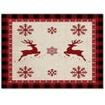 thumbnail image 1 of Christmas Elk Area Rug 5x7ft Snowflake Red Black Buffalo Plaid Non-Slip Washable Square Rugs Soft Felt Indoor Floor Mat for Bedroom Kitchen Living Room Bathroom, 1 of 8