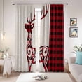 thumbnail image 1 of Christmas Elk Blackout Curtains for Bedroom/Living Room, Pinch Pleated Black Out Curtains, Red Black Checkered Deer Winter Holiday Room Darkening Window Drapes with Hooks 2 Panels, 39"x70", 1 of 8