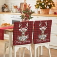 thumbnail image 1 of Christmas Elk Chair Covers Set of 4 Xmas Deer with Floral Snow Red Buffalo Plaid Chair Back Covers Stretch Removable Washable Slipcovers Protector for Dining Room Kitchen Party Decor, 1 of 5
