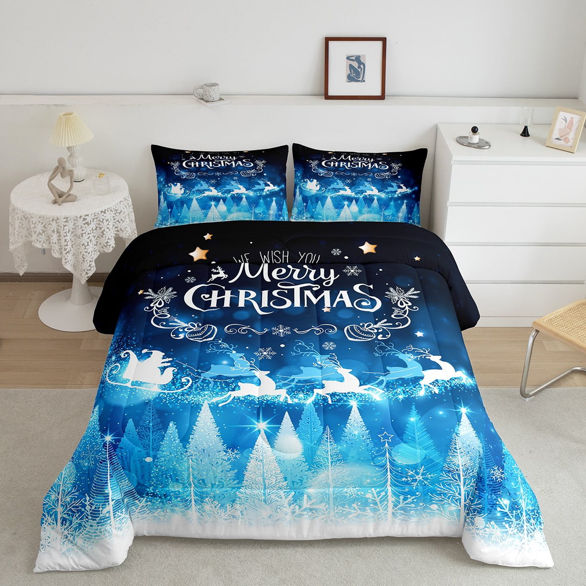 Christmas Elk Comforter Set Merry Christmas Bedding 2 Piece Happy New