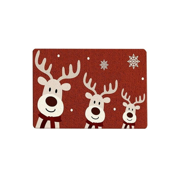 Christmas Elk Door Mat 16 X 24 Inch Merry Christmas Reindeer Red Doormat Indoor Outdoor Entrance Floor Rug Non Slip Winter Christmas Decor Rubber Welcome Mats