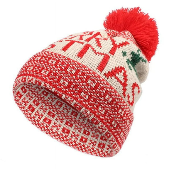 Christmas Elk Knitted Hat Women Men Winter Beanie Snow Hat Warm Cap