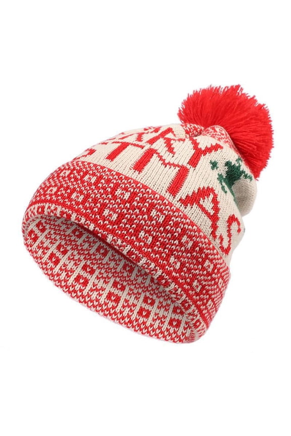 Christmas Elk Knitted Hat Women Men Winter Beanie Snow Hat Warm Cap