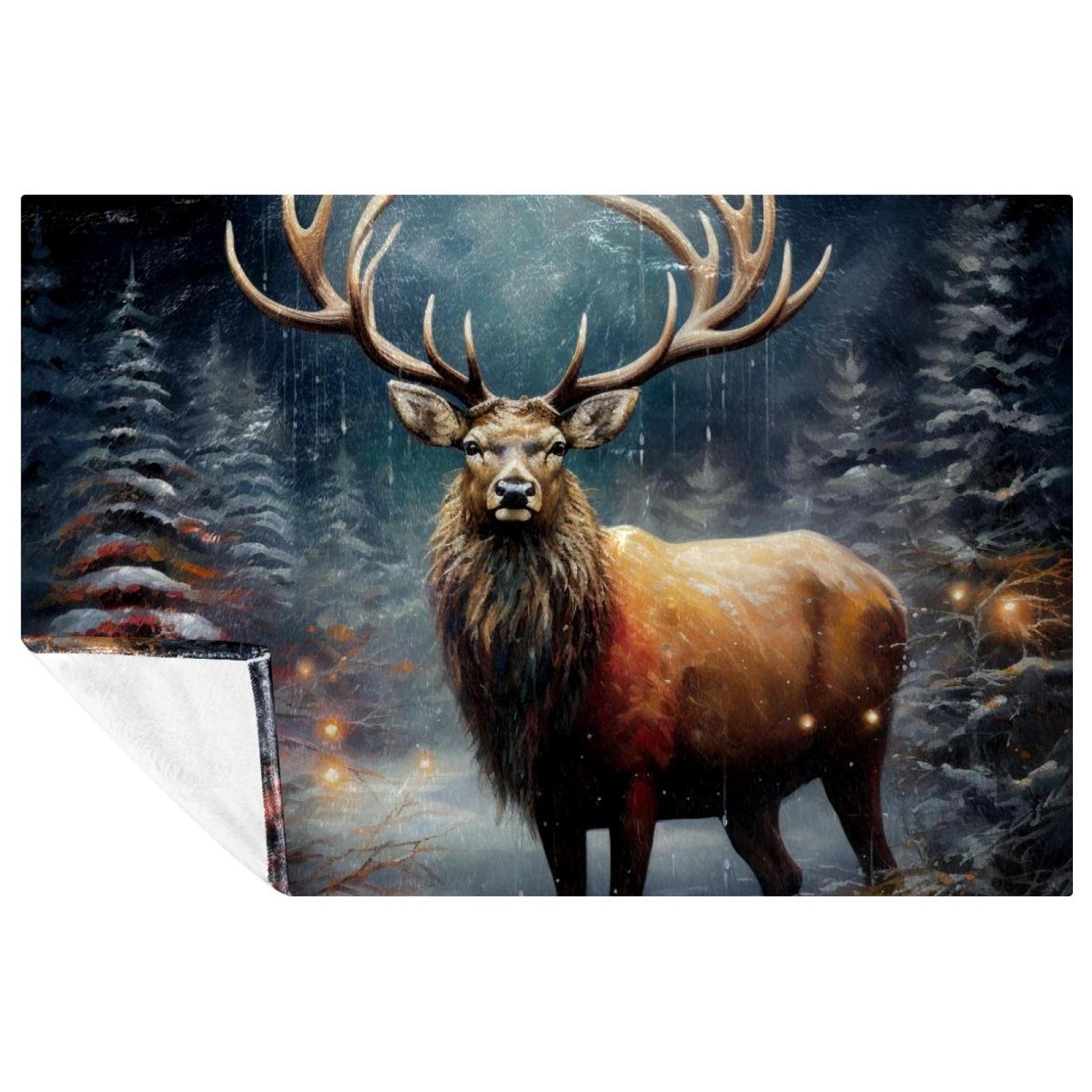 Christmas Elk Pattern Blanket Bliss: Custom Microfiber Throw Blanket ...