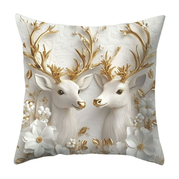 Christmas Elk Pillow Covers 18x18 - Vintage Winter Pillowcases, Christmas Winter Throw Pillow Covers for Bed Couch Sofa Decor