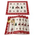 thumbnail image 1 of Christmas Elk Placemats Set of 4, Red Winter Snowflake Xmas Tree Placemats for Dining Table, Place Mats for Kitchen Tabletop, Waterproof Wipeable Dining Table Mats Set, 1 of 9