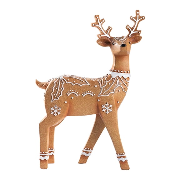 Christmas Elk Resin Ornament, Christmas Brown Reindeer Statue Xmas Figurine Deer Sculpture Holiday Decoration For Bedroom Standing