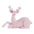 thumbnail image 1 of Christmas Elk Resin Ornament, Christmas Pink Reindeer Statue Xmas Figurine Deer Sculpture Holiday Decoration For Bedroom Standing, 1 of 9