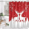 thumbnail image 1 of Christmas Elk Shower Curtain, Merry Christmas Reindeer Red Shower Curtains for Bathroom, Cute Winter Farmhouse Holiday New Year Bathroom Home Decor, Waterproof Fabric with Hooks 72x72 Inch, 1 of 6