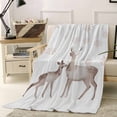 thumbnail image 1 of Christmas Elk Throw Flannel Blanket 50x80In Winter Light Brown Snowflake Gradient Watercolor Super Soft Cozy Bed Blanket, Lightweight Plush Fuzzy Bed Throw for Bedroom Sofa Couch Living Room, 1 of 4