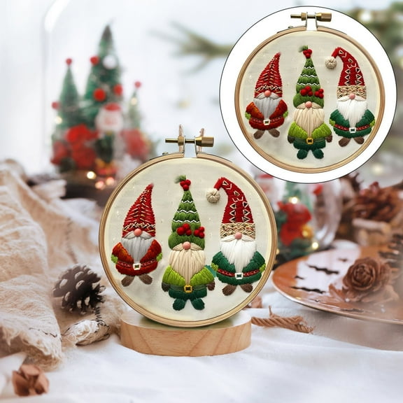 Christmas Embroidered Accessories Gnome - Christmas Embroidery Kit Diy Handmade for Adults and Children Handmade Embroidery Kit with Stamping Embroidery Patterns - 1Xchristmas Embroidery Set