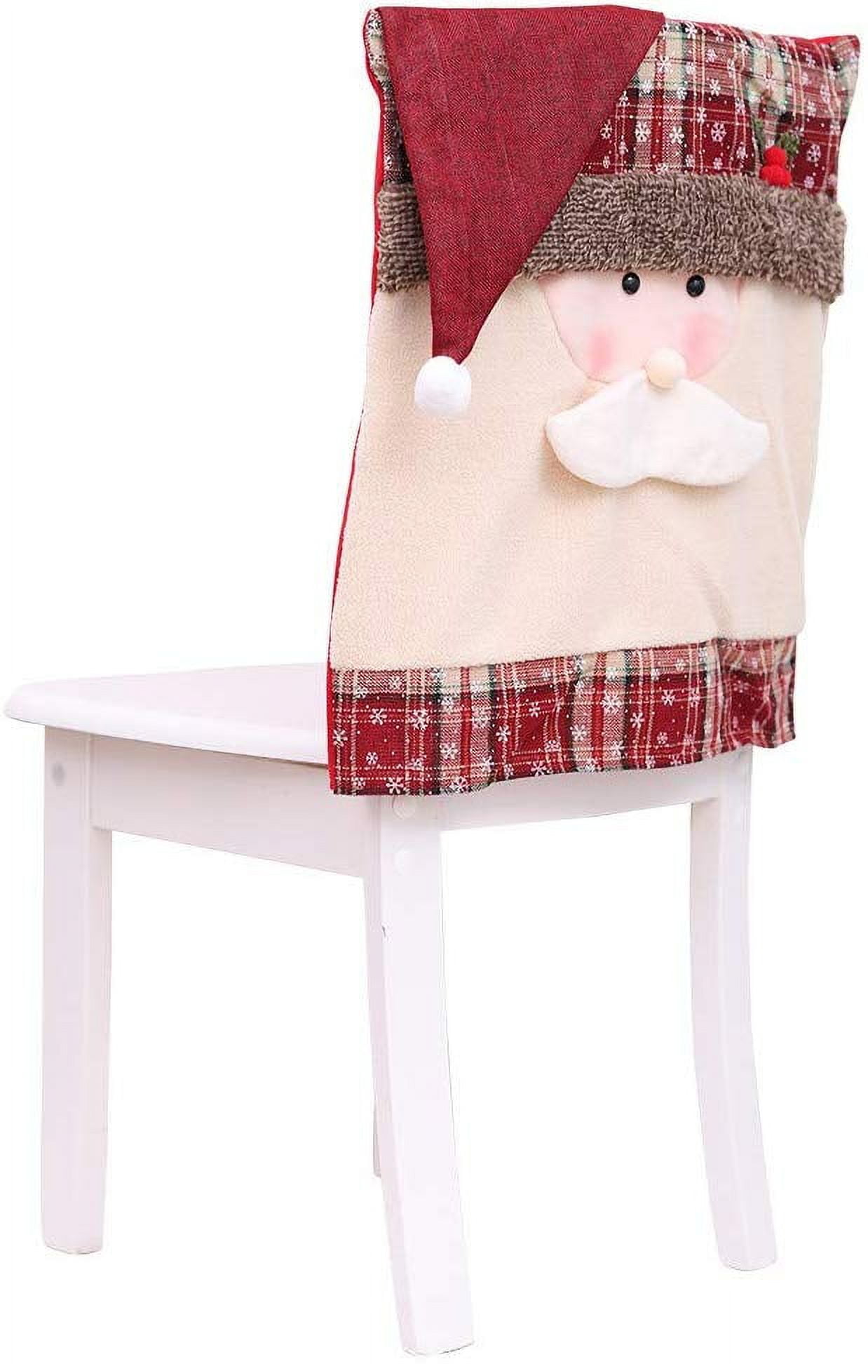 Christmas Embroidered Chair Back Covers Santa Claus Hat Dining Chair