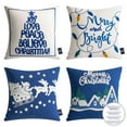 thumbnail image 1 of Christmas Embroidered Decorative Holiday Series Throw Pillow with inserts, Navy, 18" x 18", Set of 4, 1 of 1