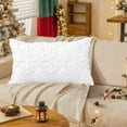 thumbnail image 1 of Christmas Embroidered Pillow Cover 11.8x19.6in, Green Soft Plush Polyester Case with Tree & Snowflake, Lumbar Cushion Cover for Sofa Living Room Holiday Decor, 1 of 8