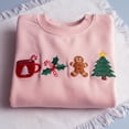 thumbnail image 1 of Christmas Embroidered Sweatshirt, Gingerbread Candy Cane Tree Holiday Crewneck, Cute Xmas Aesthetic Shirt, Christmas Icons Hoodie, 1 of 4