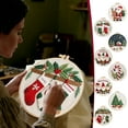 thumbnail image 1 of Christmas Embroidery DIY Kit | European Floral Hanging Patterns | Complete Needle and Thread Set | Includes 20cm Hoop, Printed Cloth, Instructions | Gift or Wall Decor, 1 of 6