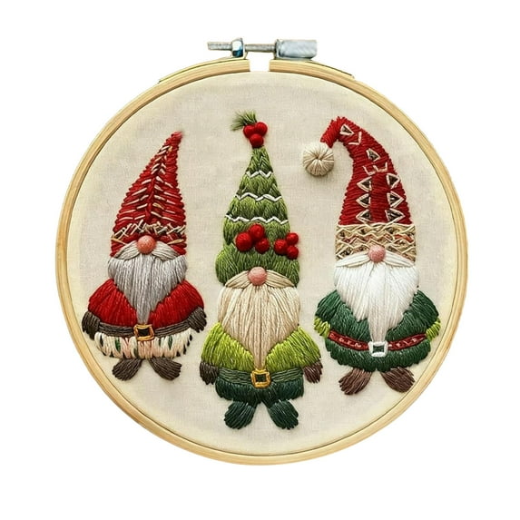 Christmas Embroidery KIT,Adults Kids DIY Handmade,Hand Embroidery Starter Kits with Stamped Embroidery Pattern,for Christmas Embroidery Kits for Adults Beginners Starter 9x10 Inches