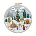 thumbnail image 1 of Christmas Embroidery Kit for Adults – 7-Piece DIY Handmade Holiday Decor Set with Reindeer, Snowflake & Tree Patterns, Polyester Fabric, Wall Art or Table Display, 1 of 5