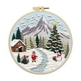 thumbnail image 1 of Christmas Embroidery Kit for Adults – 7-Piece DIY Handmade Holiday Decor Set with Reindeer, Snowflake & Tree Patterns, Polyester Fabric, Wall Art or Table Display, 1 of 5