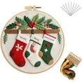 thumbnail image 1 of ‌Christmas Embroidery Kit for Beginners,7.9in Hoop &European Floral Design,Complete DIY Set with Needles,Thread & Step-by-Step Guide,Perfect Holiday Gift,Pre-Printed Fabric&English Instructions, 1 of 6