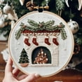 thumbnail image 1 of Christmas Embroidery Kit for Beginners, Holiday and Seasonal Pattern Stitching Set with Printed Fabric, 15cm , Threads, Needles, Scissors and Instructions, 1 of 4