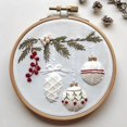 thumbnail image 1 of Christmas Embroidery Kit for Beginners, Holiday and Seasonal Pattern Stitching Set with Printed Fabric, 15cm , Threads, Needles, Scissors and Instructions, 1 of 4