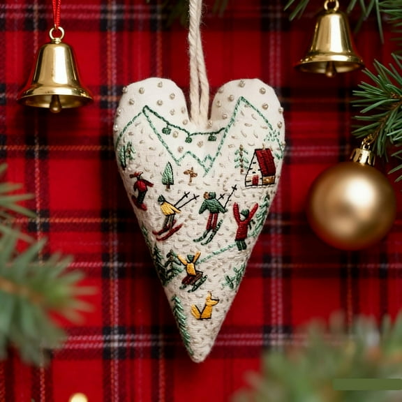 Christmas Embroidery Kit Diy Heart Shaped Hand Embroidered, Classpery/Classupery/Emboadlie/Gloryboom Embroidered, DIY Heart Shaped Hand Embroidered Christmas Ornament/Ornament Kit for Christmas Gift