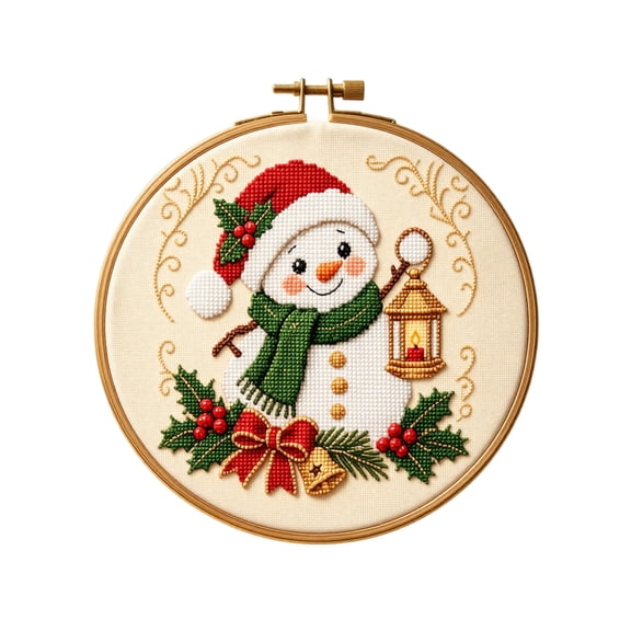 Christmas Embroidery Ornamnet DIY Hand Embroidery Starter Cross Stitch Kits,Christmas Ornaments Embroidery with Stamped Pattern,for Adults Beginners A