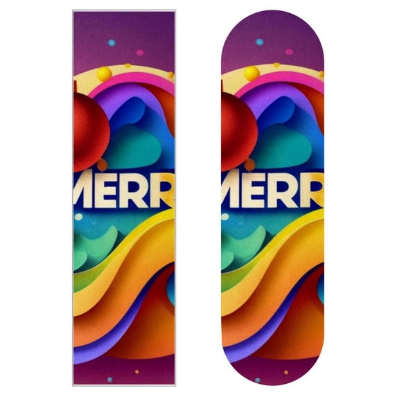 Christmas Emery Skateboard Grip Tape Stickers Pack of Two - 8.8x32.6in/22.4x83 cm PVC Back Material - Skateboard Grip Tape for Improved Traction and Control