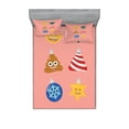thumbnail image 1 of Christmas Emoji Fitted Sheet & Pillow Sham Set, Cartoon Poop Star Snowflake Ornaments with Funny Face Xmas Art, Decorative Printed 3 Piece Bedding Decor, King, Blush and Multicolor, by Ambesonne, 1 of 2