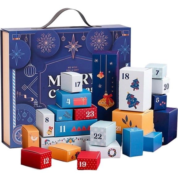 Christmas Empty Advent Calendar, 24 Days Christmas Countdown Calendar Boxes, Christmas Cardboard Countdown Boxes, Christmas Countdown Calendar
