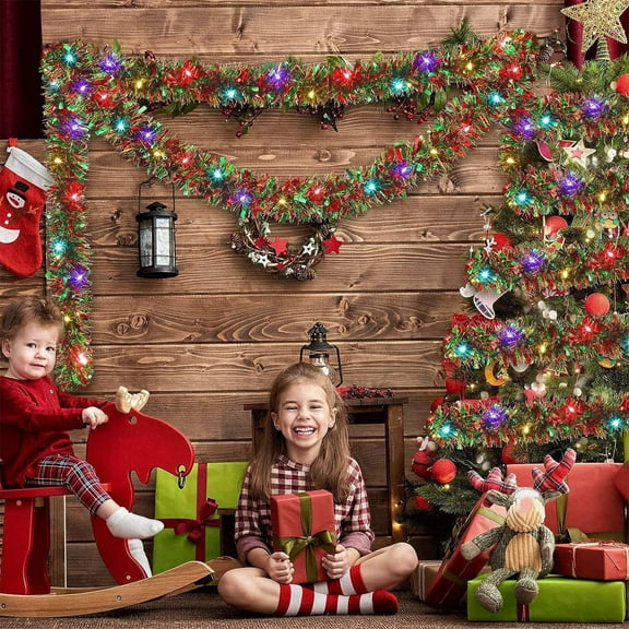 RXMEKW Christmas Encrypted Decorative Rattan,Light Up Door Tree Decor