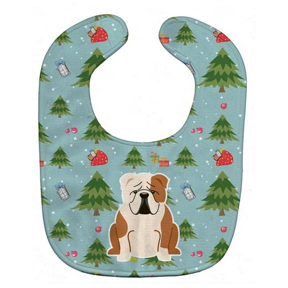 Christmas English Bulldog Fawn White Baby Bib