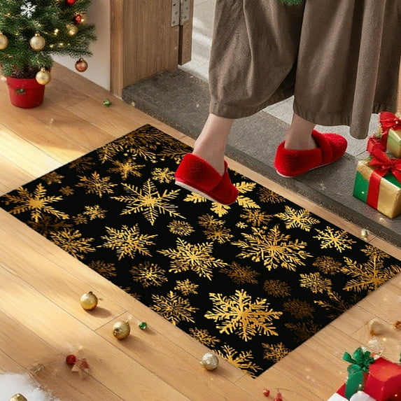 Christmas Entrance/Bath Mat - 15.7x23.6In. Non-Slip, Absorbent & Dirt-Proof, fits home entryway/bathroom, Christmas-themed, reusable.
