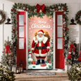thumbnail image 1 of Christmas Entryway Door Cover - Santa-Print Door Banner Wall Tapestry Weather-Proof Fast Install, Indoor Outdoor Holiday Backdrops for Entryway or Party Photo, 1 of 6