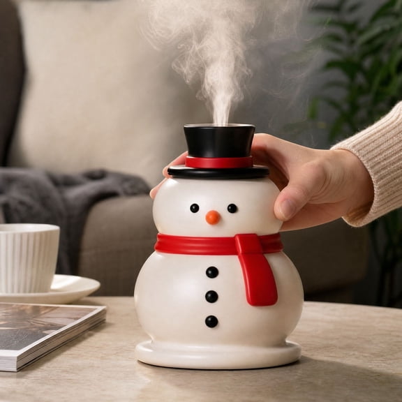 Christmas Essential Oil Diffuser, Resin Snowman Diffuser Xmas Aromatherapy Humidifier, Cute Tabletop Christmas Decoration for Home