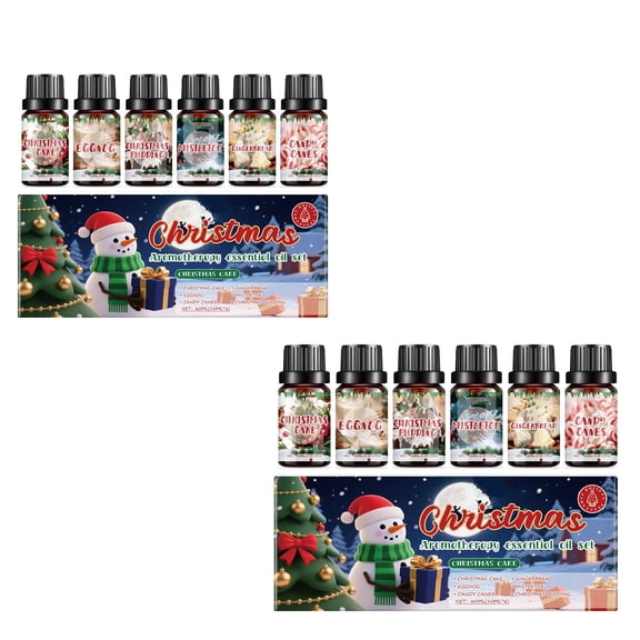 Christmas Essential Oils,Winter Essential Oils,6pcs,60ml Christmas Aroma Oil Set,Warm Home Atmospheress Fresh Fragrancess Mild Aroma Oil Set For Diffuser, Candle Making, Scented Oils Gift.(2PC)