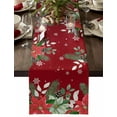 thumbnail image 1 of Christmas Eucalyptus Cotton Linen Table Runner for Dining Kitchen, Xmas Pine Poinsettia Botanical Red Wedding Outdoor Party Tablerunners Decoration, Dresser Scarf Coffee Tablecloth Runners 13"x72", 1 of 9