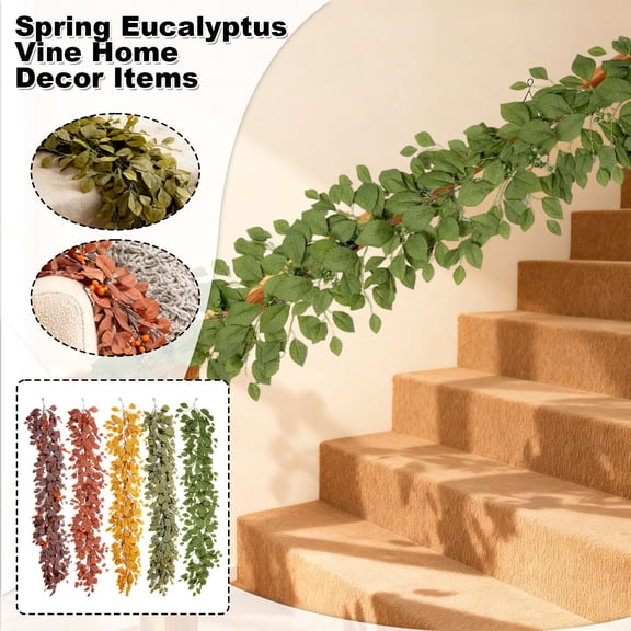 Christmas Eucalyptus Ivy Garland - 6.5FT Realistic Greenery Vine with Eucalyptus Leaves,Holiday Wall Swag & Staircase Decor