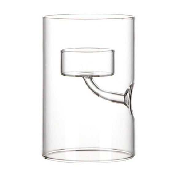 Christmas European Glass Candlestick Oil Lamp | Windproof Candle Holder | Home Decor Gift | Clear Glass | 12X8X8Cm | 1Pcs