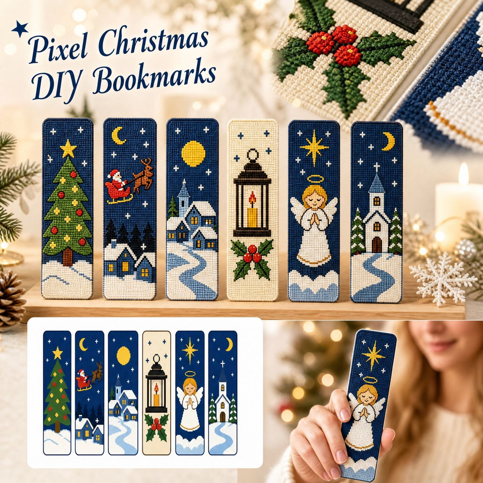Christmas Eve Bookmark DIY Craft Kit for Holiday Reading, Pixel Art ...