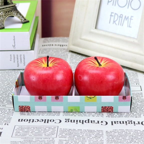 Christmas Eve Creative Apple Candle (2Pc) Small - Christmas Creative Gift Artificial Fruit-Shaped Candle Wedding Party Decoration Christmas Eve Candle