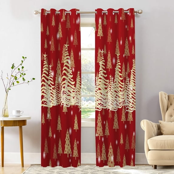 Christmas Eve Decoration Blackout Window Curtains, Golden Time Texture Abstract Thermal Insulated Curtains Grommet Top Window Drapes for Living Room, Bedroom 53"W x 84"L (Pack of 2)