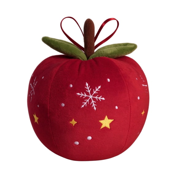Window Height Bookcase Christmas Eve Plush Apple Hanging Ornament, Cozy Fabric Holiday Accent ...