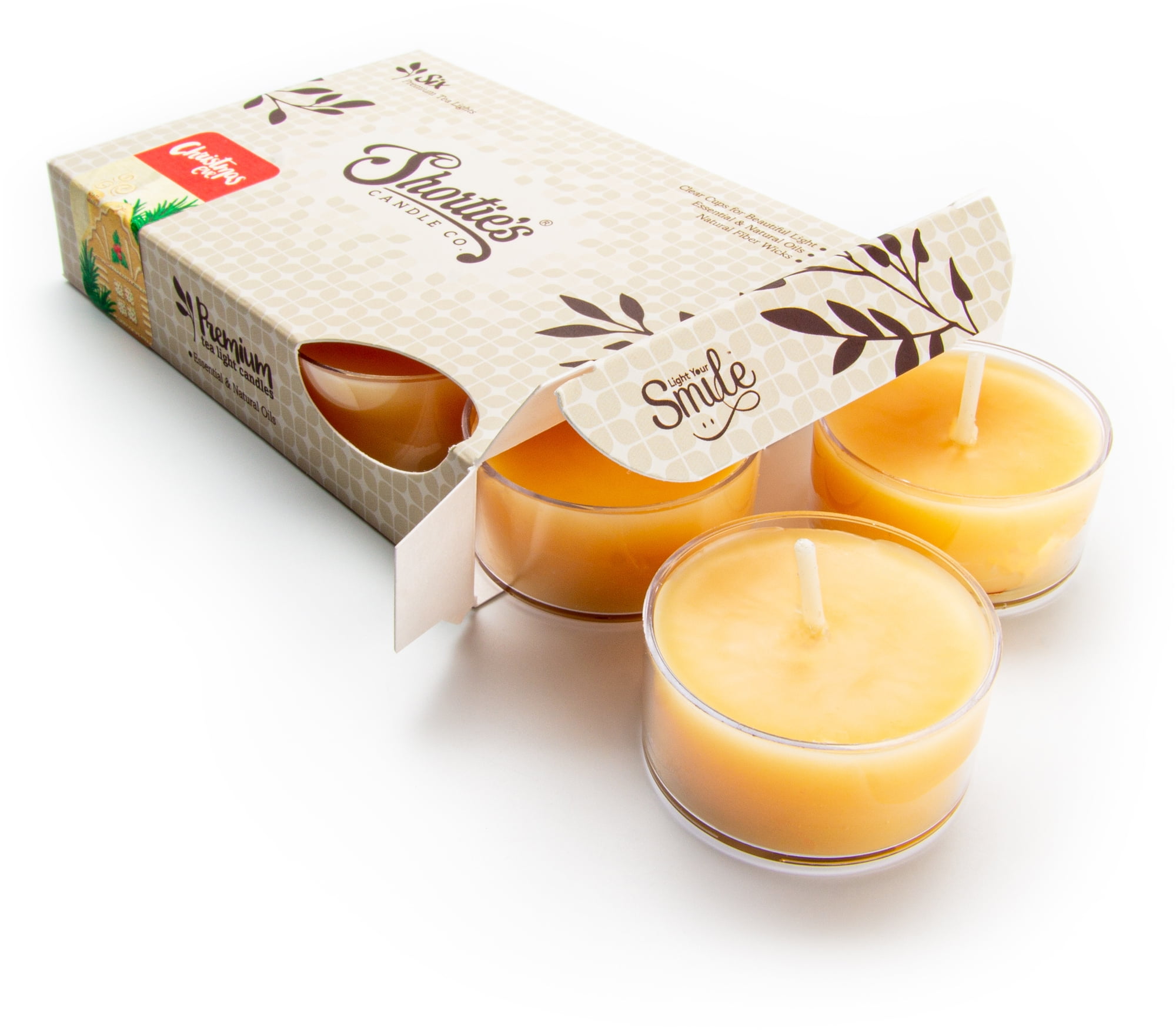 Christmas Eve Tealight Candles 6 Beige Premium Scented Tea Lights Natural Oils Shortie's