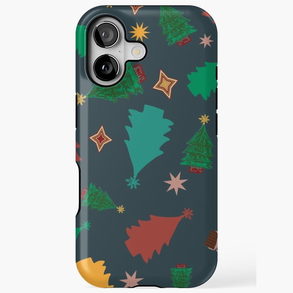 Christmas Eve Tree Teal Background Holiday Tough Phone Case iPhone 17 through 11 Pro Max