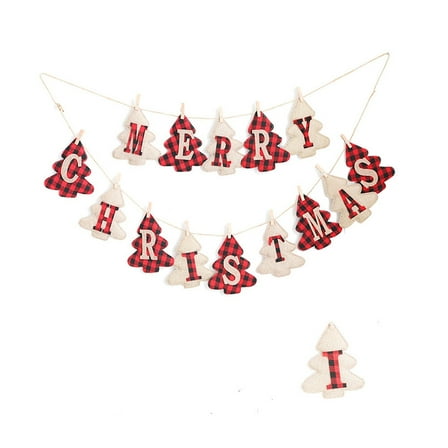 Christmas Eve Wall Hanging Garland Red Green Pom Pom Banner Fireplace Flag Decoration Indoor Outdoor Ornament Party Decor