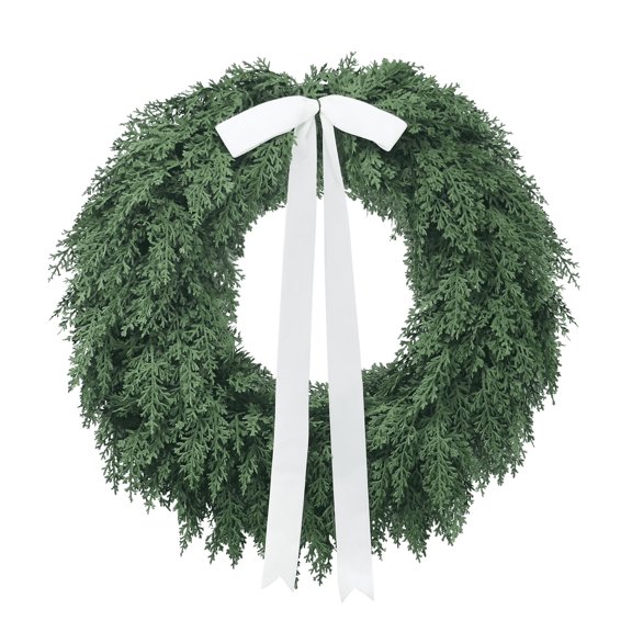Christmas Evergreen Natural Feel Cedar Wreath, 17.7" Christmas Wreath, Front Door Decorations, Christmas Decorations Outdoor, Xmas Home Decor