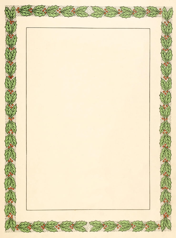 Christmas Every Day 1908 Holly Frame Canvas Art - Unknown (24 x 36)