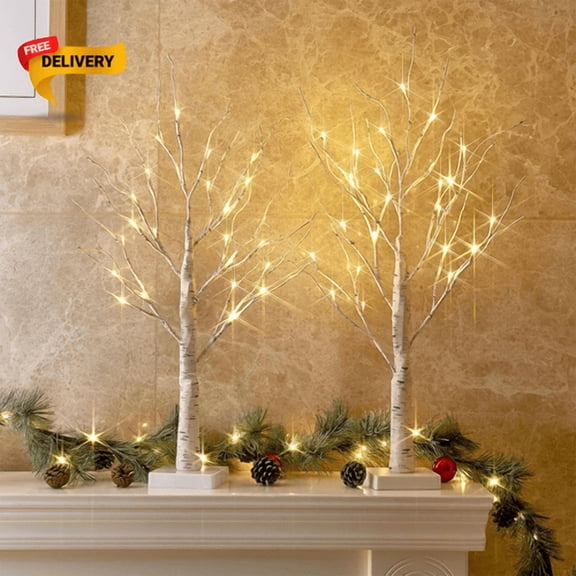 Christmas Exchange Gifts Christmas Decor Christmas Gift Christmas Tree Christmas Decorations Christmas Decorations Indoor 2 FT Birch Tree with LED Lights Fairy Light